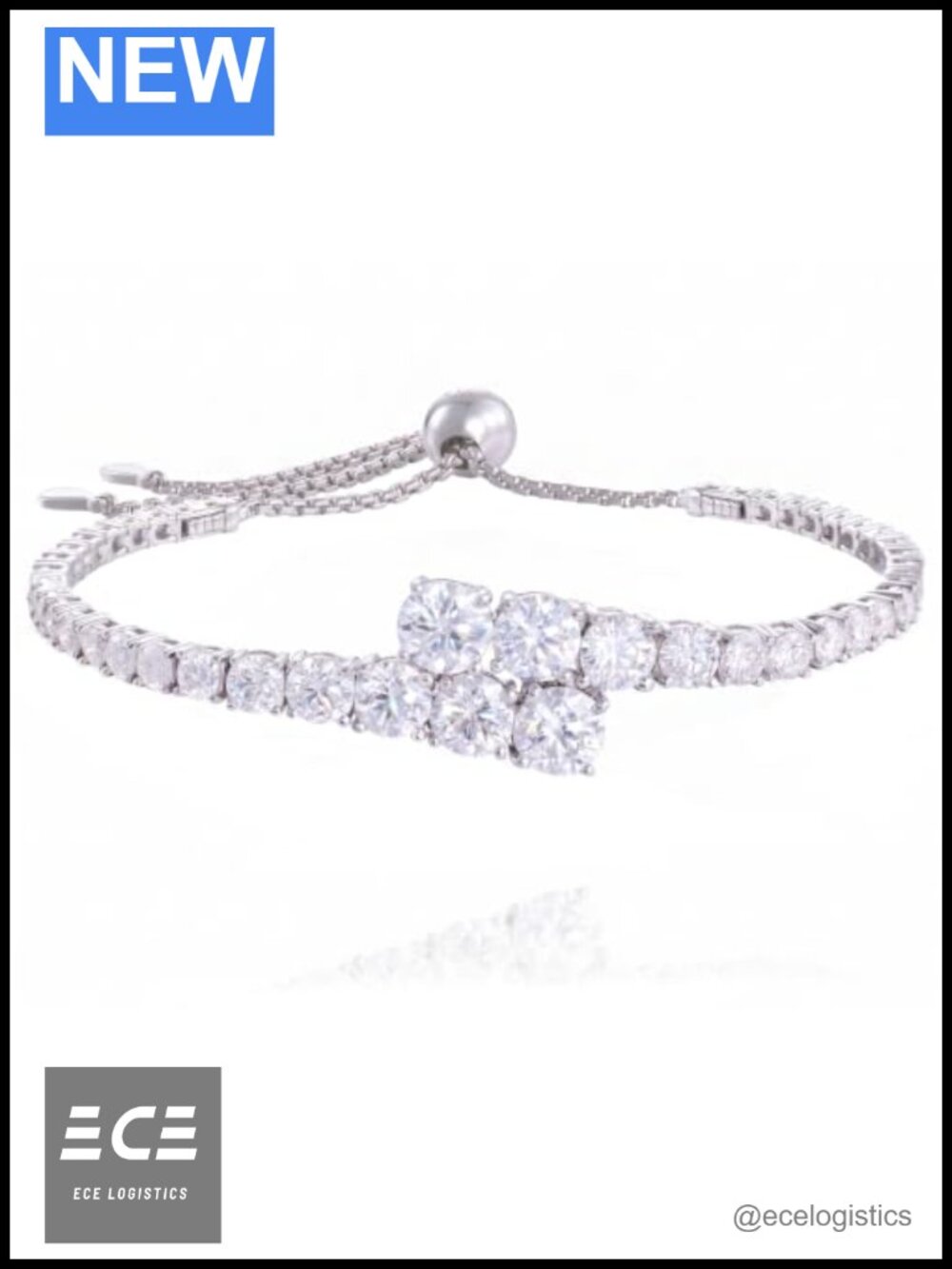 Moissanite Tennis Bracelet 925 Sterling Silver Adjustable Bolo 5-9.5in